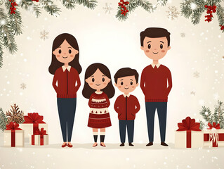 Fototapeta premium Family Celebration Holiday Traditions Flat Vector Illustration with Glossy Background