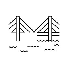 cable stayed bridge line icon vector. cable stayed bridge sign. isolated contour symbol black illustration