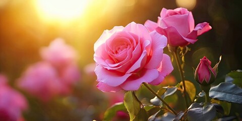 Bunga rose yang indah di taman, menambah keindahan suasana. Bunga rose ini mempesona dan menunjukkan pesonanya di taman yang rapi. Keindahan bunga rose menciptakan harmoni di taman tersebut.