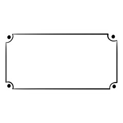 rectangular frame with decorative elements in the corners. Vector illustration.Bolted plate