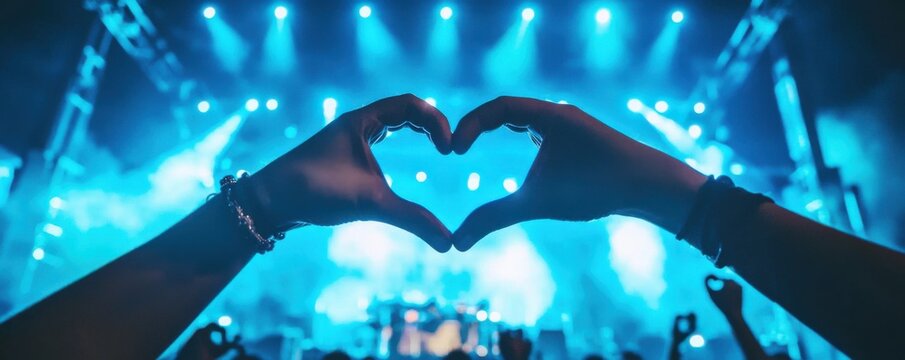 Heartfelt moments at a live concert city arena photography nighttime audience perspective emotion connection - Powered by Adobe
