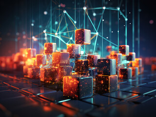 Awesome Blockchain distributed and tamper proof digital ledger technology solid color background