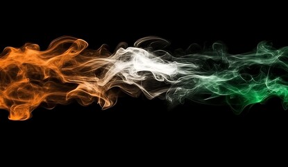 Naklejka premium An Indian flag background made of smoke, in orange, white, and green colors