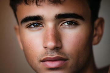 Obraz premium Close-up portrait of a young man with neutral expression