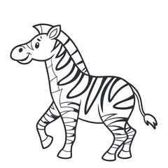Fototapeta premium Cute Zebra cartoon animal and its doodle coloring character