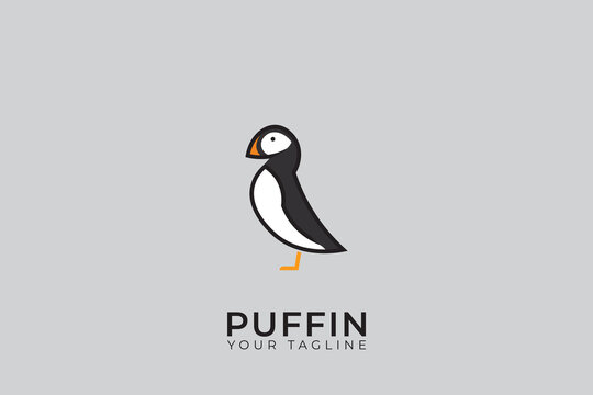 Puffin bird logo silhouette, simple and minimalist puffin logo.