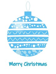 Christmas card. An invitation card with blue christmas ball. JPEG version of vector image.