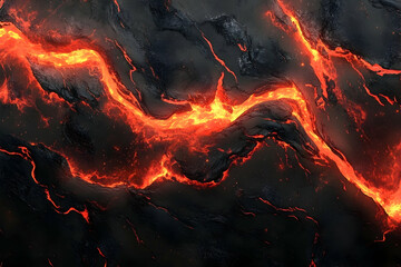 Molten Lava Flow 3D Illustration