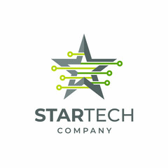 Obraz premium Star Tech Dots Lines Logo Design
