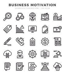 Set of Business Motivation Icons. Simple Lineal art style icons pack.