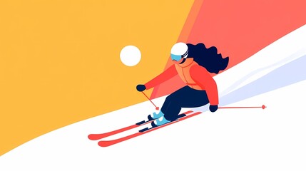 Fototapeta premium The skiers are skiing.