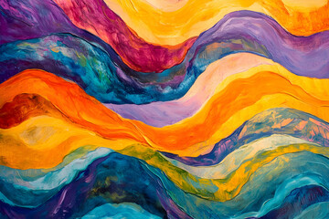 Abstract Colorful Wave Painting