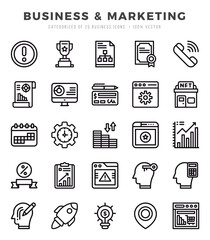 Business & Marketing Icons Pack. Lineal icons set. Lineal icon collection set.