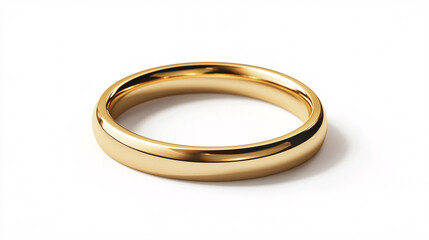 shiny gold wedding band ring isolated on white background
