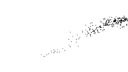 Black dot spray swirl on white background for artistic design and creative decoration