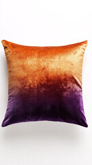 Obraz premium purple and orange velvet pillow on white background