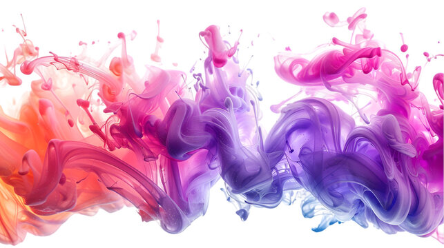 Pink, Brown, Purple liquid colour mixed isolated on a transparent background