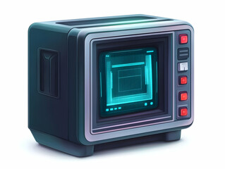 Fototapeta premium Futuristic Biometric Security Device with LED Indicators - Macro Flat Vector Illustration