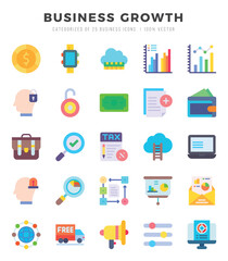 Business Growth web icons in Flat style.