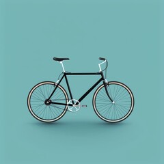 A classic black bicycle against a teal background, exuding a retro charm and minimalist design.