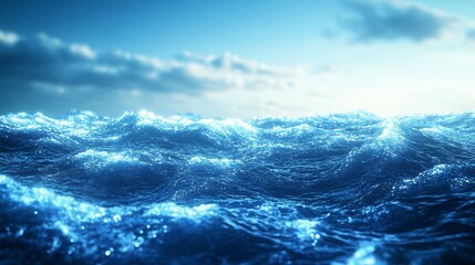 Obraz premium A dynamic blue ripple pattern resembling ocean waves, set against a clean, minimalistic backdrop. This design captures the essence of fluidity and movement, ideal for business and commercial purposes,