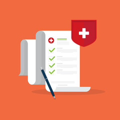 Health insurance protection. Healthcare concept. Vector illustration flat design style	