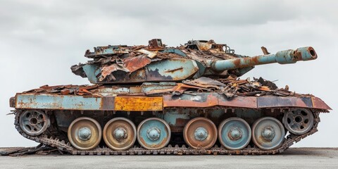 Cut scrap from military tanks showcases the remnants of historical machinery. This cut scrap of military tanks highlights the transformation of once formidable military tanks into recycled materials.