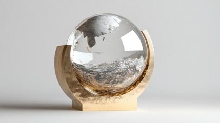 Fototapeta premium Beautiful Crystal Globe with Golden Base for Home or Office Decor