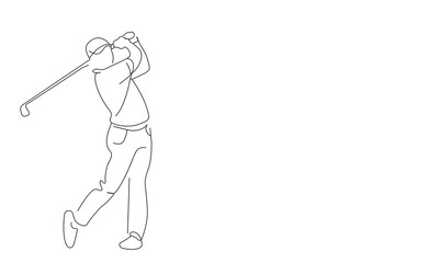 Naklejka premium Line art of a golf player copy space vector art illustration.