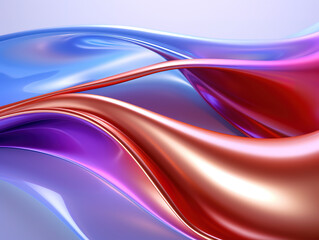 Obraz premium Attractive Abstract 3d render, iridescent, glossy, reflective metallic, organic curve wave in motion