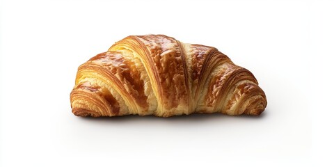 Fresh butter croissant presented in an isolated setting on a white background, highlighting the delicious buttery layers of the fresh butter croissant for appealing visuals.