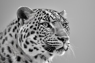 Fototapeta premium Studio photo of a leopard isolated against a white background. Wildlife and conservation concept, space for copy.