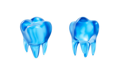 Transparent blue tooth, 3d rendering.