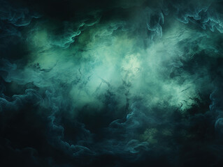Obraz premium Eye Catching Abstract backdrop cloud of green and blue smoke on a black isolated background