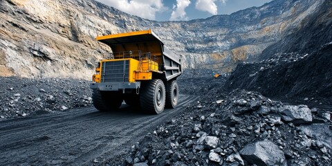 Coal mining activities involve the process of coal getting, hauling, and loading, showcasing the dynamic operations within a coal mining area, highlighting the importance of coal in energy production.