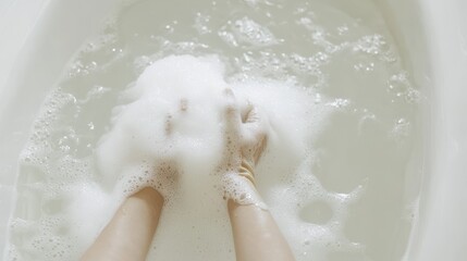Fototapeta premium Relaxing Bubble Bath Moment of Tranquility