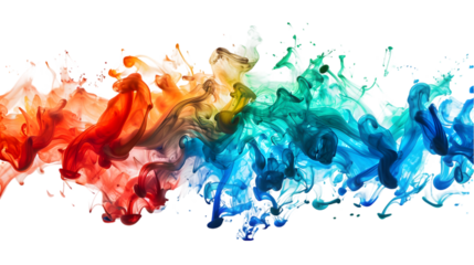 Red, Blue, Green liquid colour mixed isolated on a transparent background