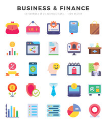 Set of Business & Finance icons. Vector Illustration.