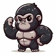 Naklejka premium Cute Chibi Gorilla Illustration in Flat Style on White Background