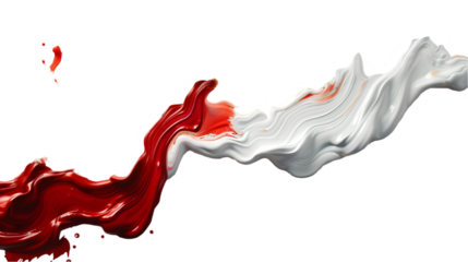 White, Red, Gold liquid colour mixed isolated on a transparent background