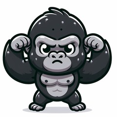 Naklejka premium Cute Chibi Gorilla Illustration in Flat Style on White Background