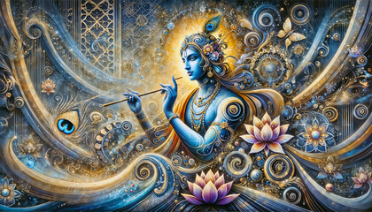 Obraz premium beautiful Art of Lord Krishna