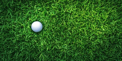 Golf ball carefully positioned on lush green grass, showcasing the vibrant color and texture of the golf ball against the pristine green grass backdrop in a studio setting.
