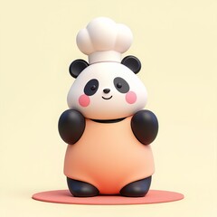 Naklejka premium Gourmet Giggles: 3D Cartoon Chef with Spoon and Fork