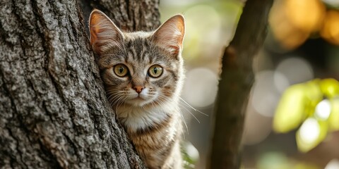 Missing pet poster featuring a lost cat picture displayed on a tree, as concerned owners actively search for their beloved lost cat in the area, hoping for its safe return.