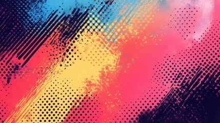 Bold halftone pattern in vibrant colors creating an eye-catching backdrop.