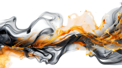Brown, Grey, Golden liquid colour mixed isolated on a transparent background