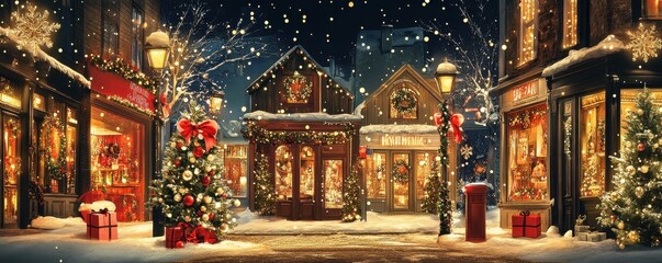 Fototapeta premium christmas facade in the street