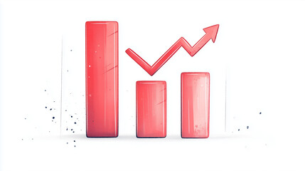 Chart bars, business diagram with arrow, illustration 