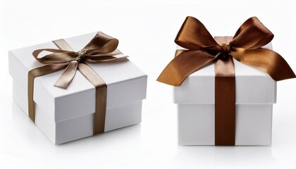 Obraz premium White gift box with ribbon set isolated on white background